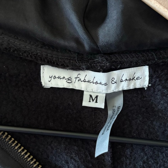 Young Fabulous & Broke YFB Black Long Full Zip Hoodie Duster Cardigan Jacket - Picture 7 of 9